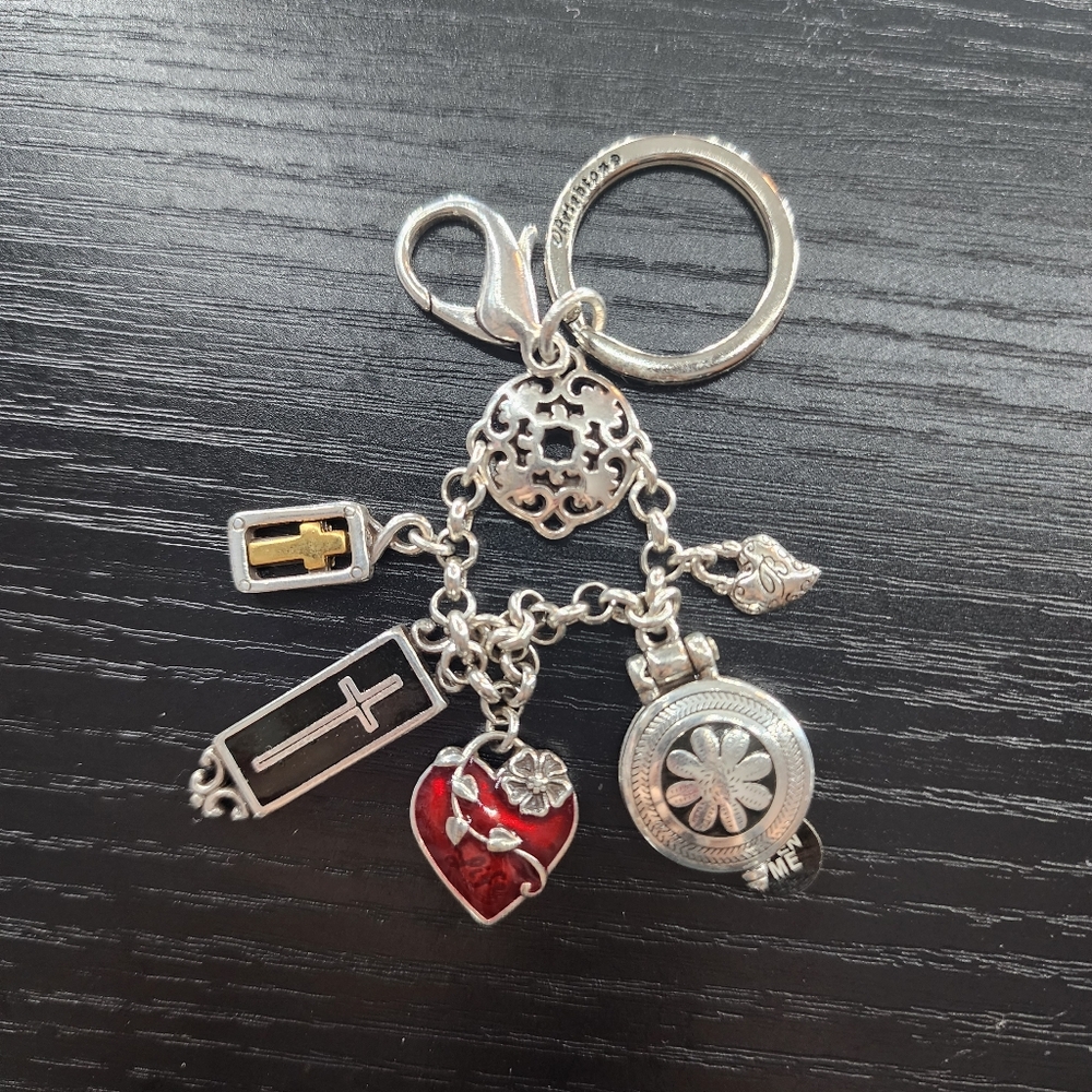 NWOT - Brighton Retired "Heavenly Cross" Key Ring/Key Chain W/ Locket